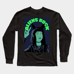 aliens rock girl artwork Long Sleeve T-Shirt